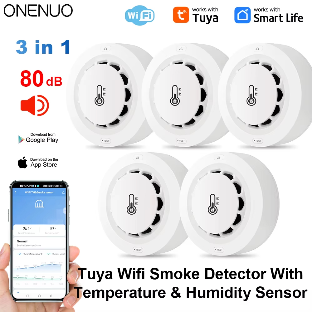Smoke Detector Interconnected - Tuya Wifi BT Rilevatore di fumo