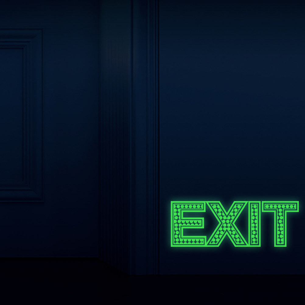 Emergency Exit Sign - 3 Pezzi Adesivi Luminosi per Uscite