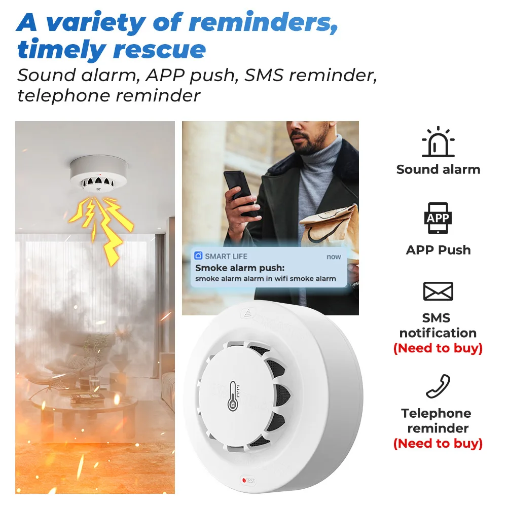 Tuya Wifi BT Rilevatore di fum - Smoke Detector Interconnected recensione e prezzo