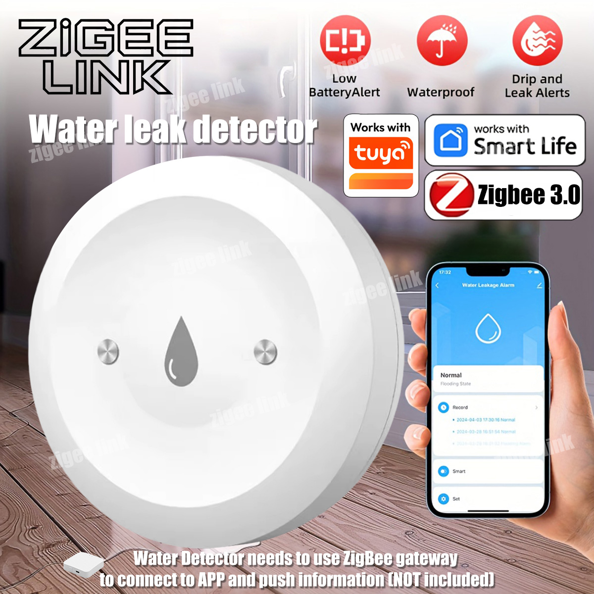 Sensore d'Acqua ZigBee 3.0, Ri - Water Alarm Sensor recensione e prezzo